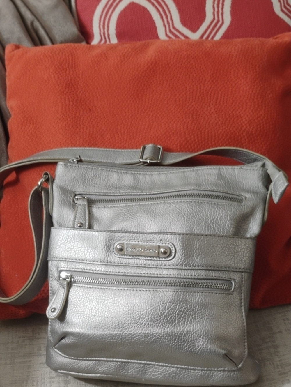 Franco Sarto Silver Faux Leather Crossbody